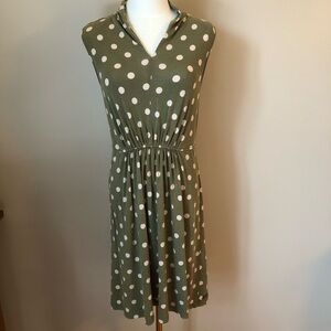 Matilda Jane Polka Dot Sleeveless Dress - Green & Tan Size M